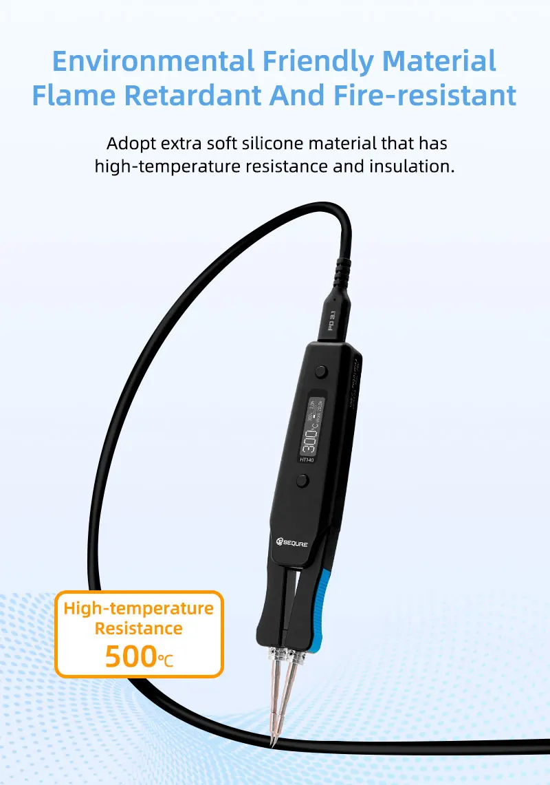 SEQURE 1.5M PD3.1 Extra Soft Silicone Wire Supports 240W Power for HT140 Anti-scalding Resistant to High Temperatures of 500℃