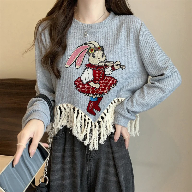 Rabbit Embroidered Fabric with Cartoon Embroidery Patches Handmade DIY Sewing Supplies Accessories Fashion Badges Stripe Patch