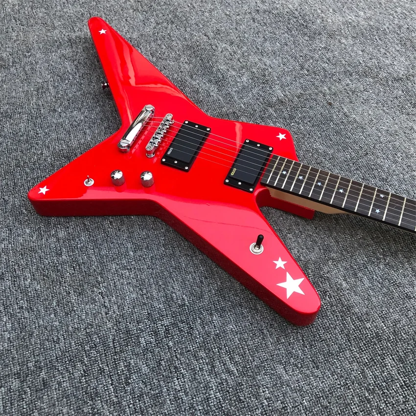 New product, special-shaped electric guitar. Red, factory wholesale and retail, free shipping，active pickup