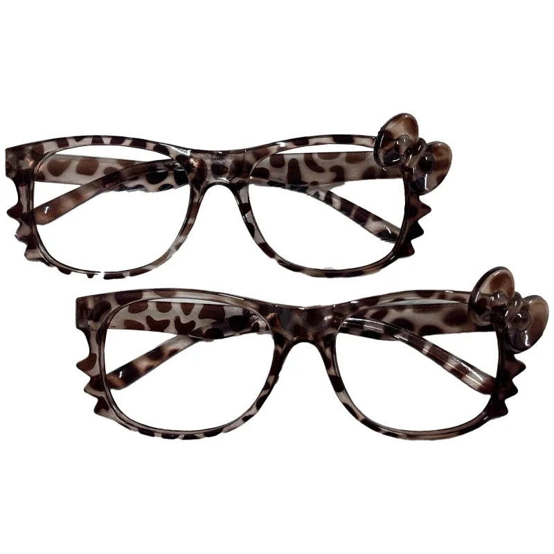 Sanrio Hello Kitty Toys Leopard Print Eyeglasses Kawaii Frames Accessories Cute Beauty Cartoon Anime Vintage Girls Birthday Gift