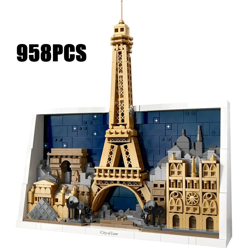

958 деталей, креативный конструктор «Париж - Город любви», изысканные коллекционные строительные блоки, игрушка-подарок для детей