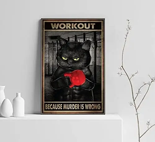 Workout Bece Murder s Wrong Poster Blck Ct Workout Poster Ct Lover Gft Gym Decor nsponl Metl Sgn 8x12 nches