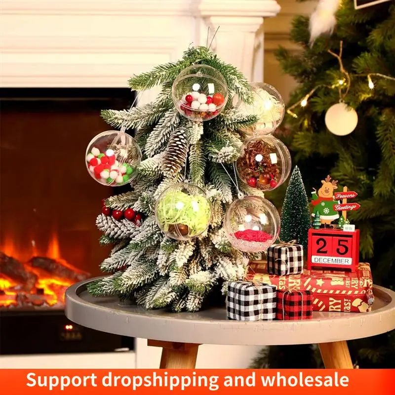 AA86 20 Pcs Christmas Fillable Ornaments Ball Clear Plastic Ornaments DIY Craft Transparent Ball For Christmas Party 3.15Inch