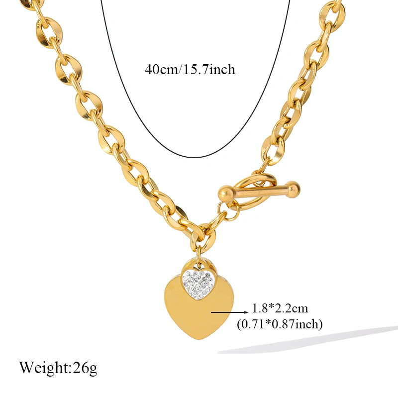 EILIECK 316L Edelstahl Herz Kleeblatt Zirkonia Kristall Halskette Armband Ohrringe Set für Damen Trendiger Luxus Schmuckset – Detail 11