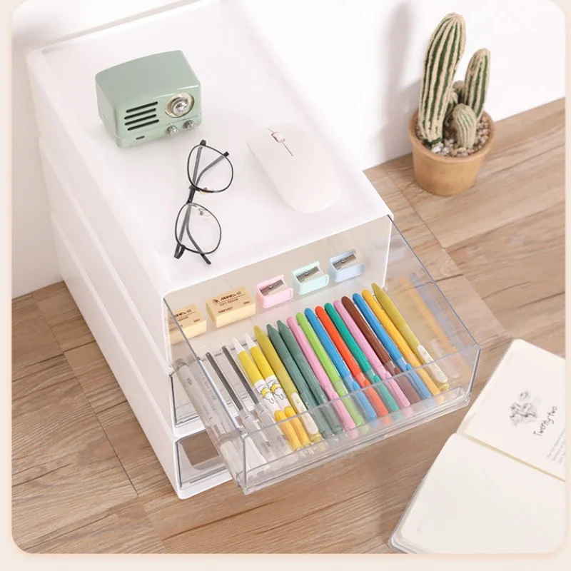 Storage Drawers Desk Organizer Document Sundries Holder Desktop Cosmetic Storage Box Cabinet Home Office Stationery Stackable