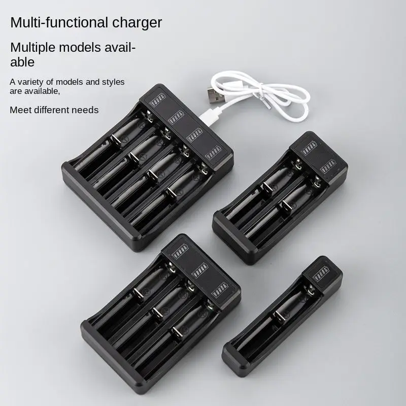 2 4 Slots Intelligent Battery Storage Box with Type-C Cable USB 4.2V Lithium Battery Fast Charging Powerbank 14500 26650 18650