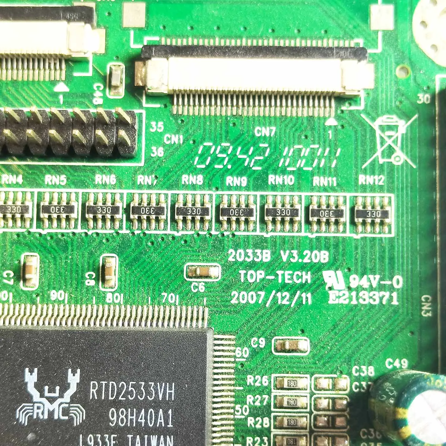 Top-Tech Computer Driver Board, 17 "tela frontal, E213371, 2033B, V3.20B