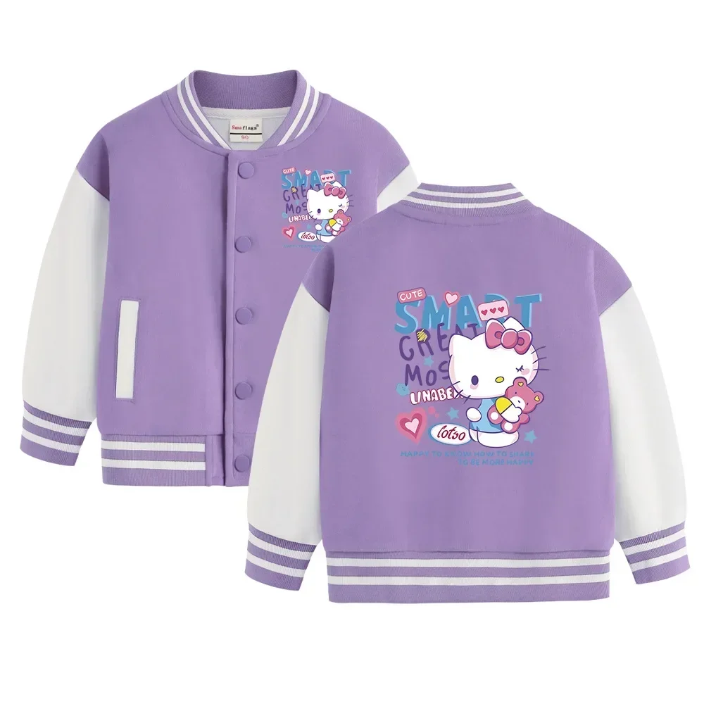 

Sanrio hello kitty Children's cotton Jacket Spring/Fall New Girls' coat College Style Cardigan Casual Top Clothes