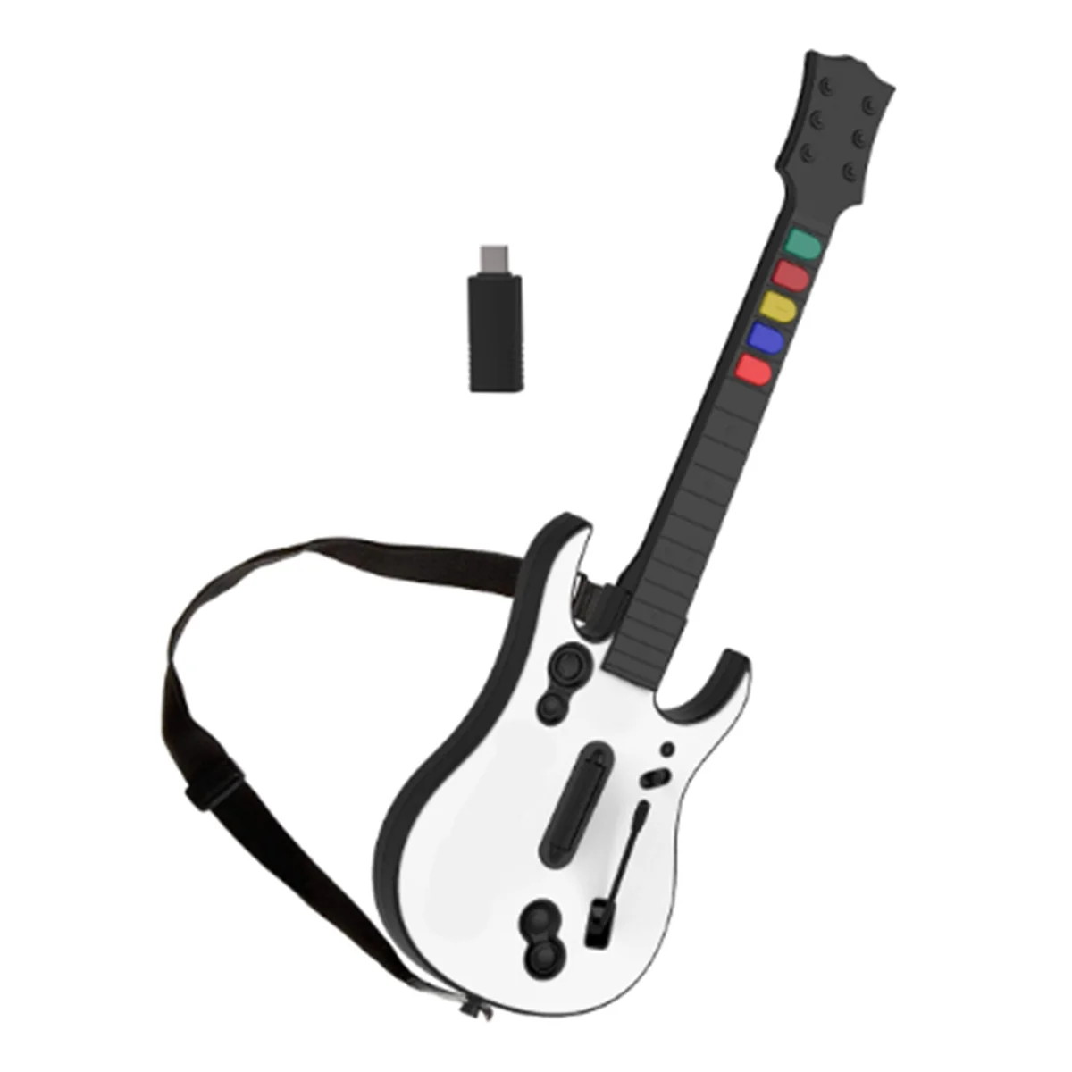 2.4G Wireless Game Guitar Controller for PC PS3 Compatible with Clone Hero Rock Band Games Remote Joystick Console White