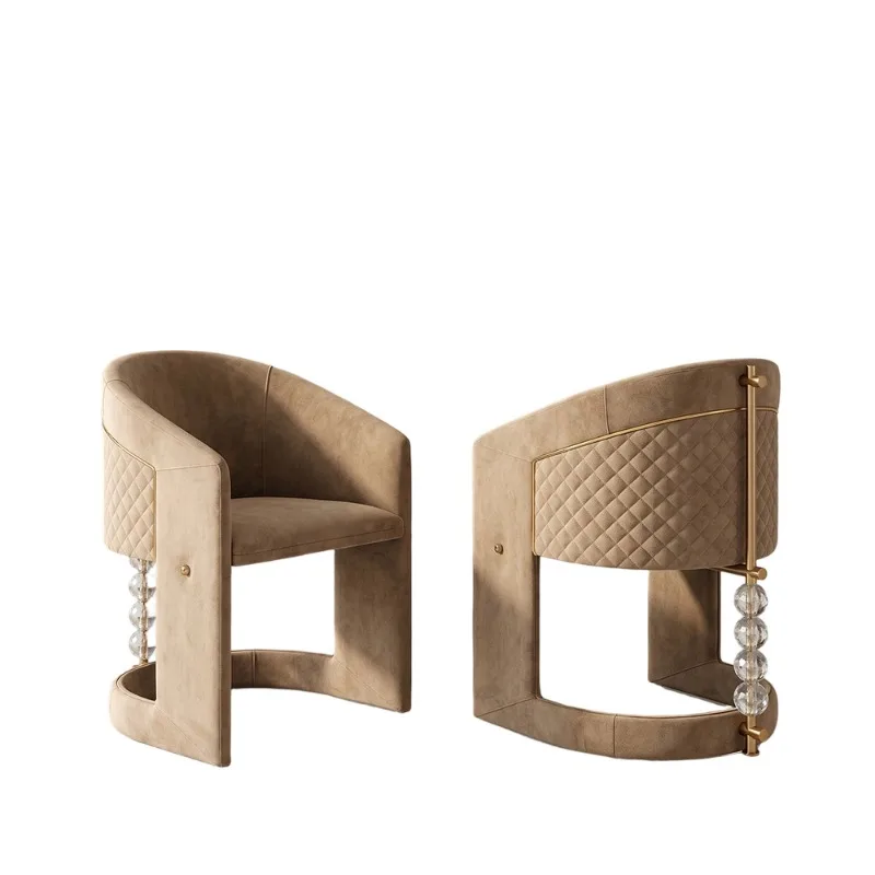 Italian light luxury velvet dining chair luxury villa