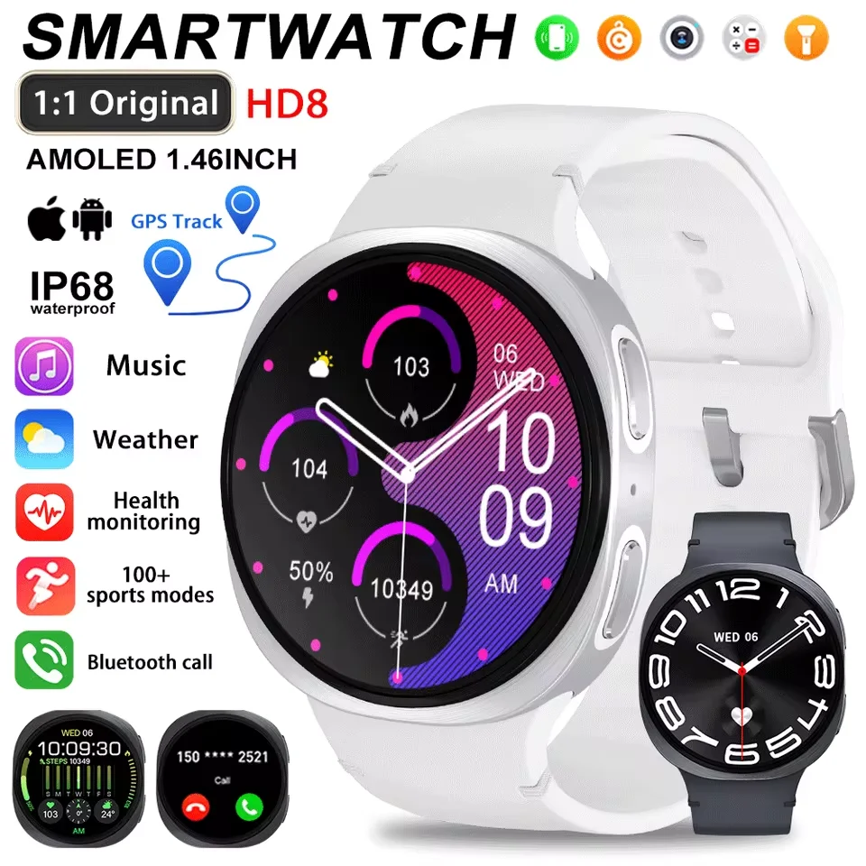 

2025 New Original Smart Watch 8 Man Women GPS Tracker Health Sports AMOLED Heart Rate NFC Bluetooth Call Waterproof Smartwatches