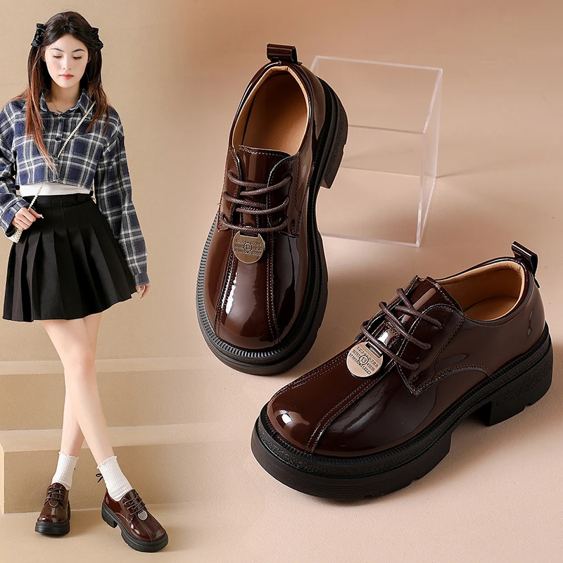 

Platform loafers, Mary Jane leather shoes, British vintage style women's shoes, E108