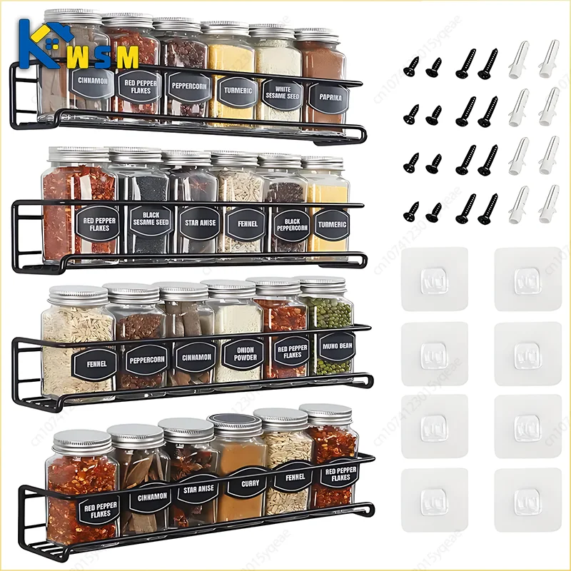 Iron Shelf Wall Mounted Organiser Kitchen Home Spice Storage Rack Bathroom Storage Drainage Rack Bathroom Kitchen Accessories