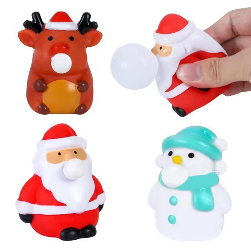 

Funny Santa Claus Pinch Toy Kids Stress Relief Squeeze Toys Extrusion Fidget Toy Cartoon Elk Snowman Pinching Toy Christmas Gift