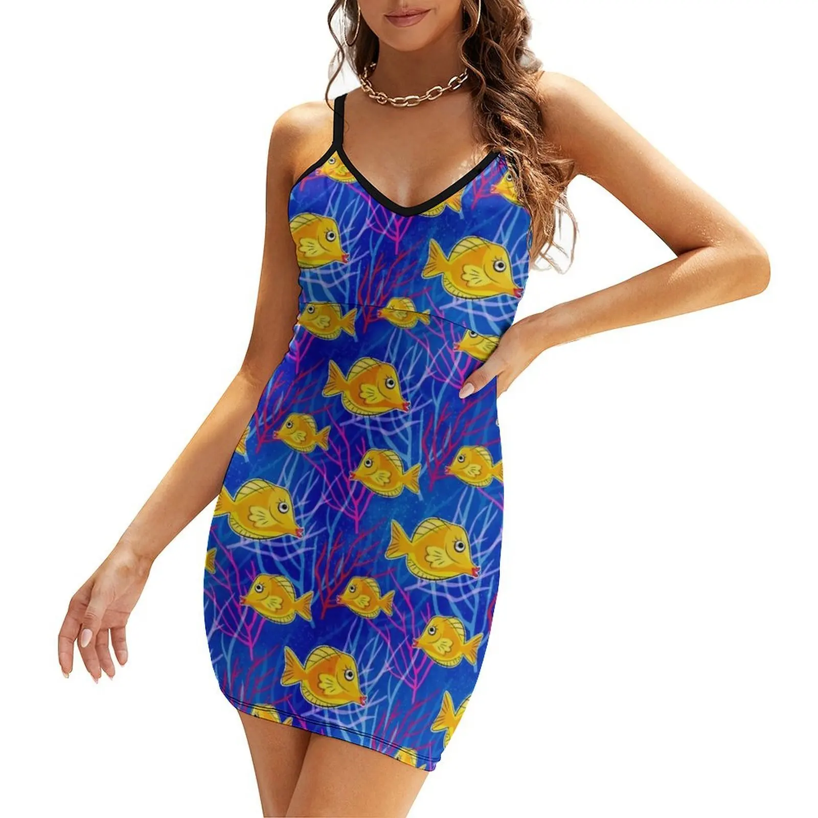

Yellow Tang in the Deep Blue Sea Sling Dress beach outfits for women Clothing female summer dress for women 2025