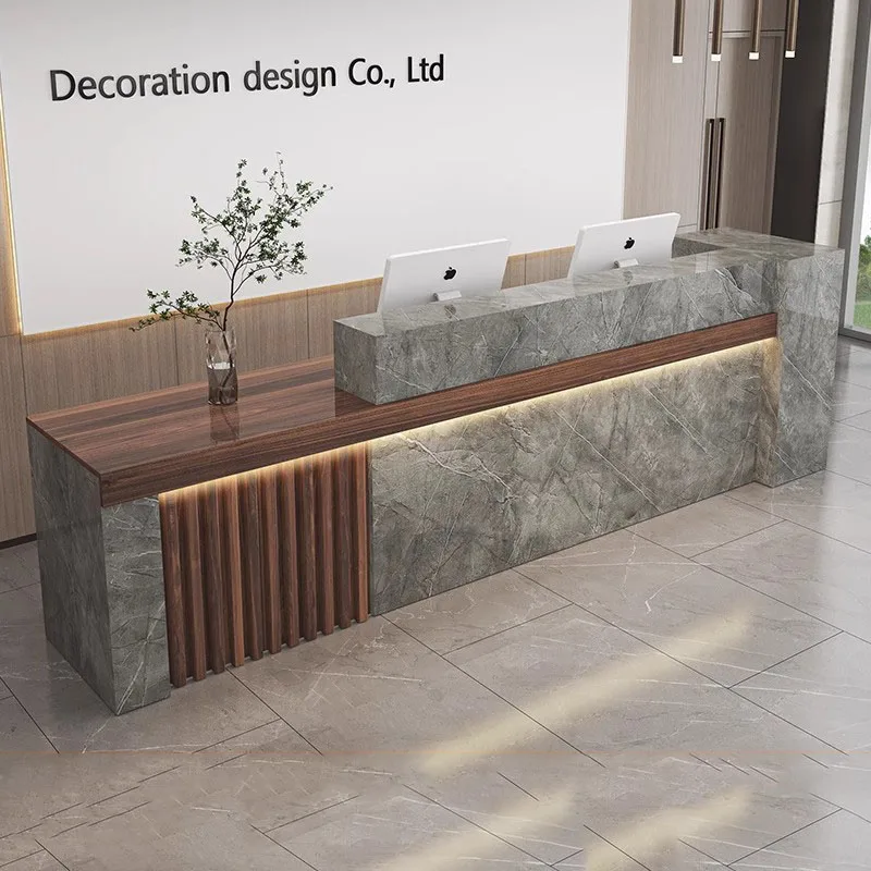 Long Organizers Reception Desks Modern Shop Beauty Bar Luxury Hotel Restaurant Reception Desks Display Bureau Lounge Furniture
