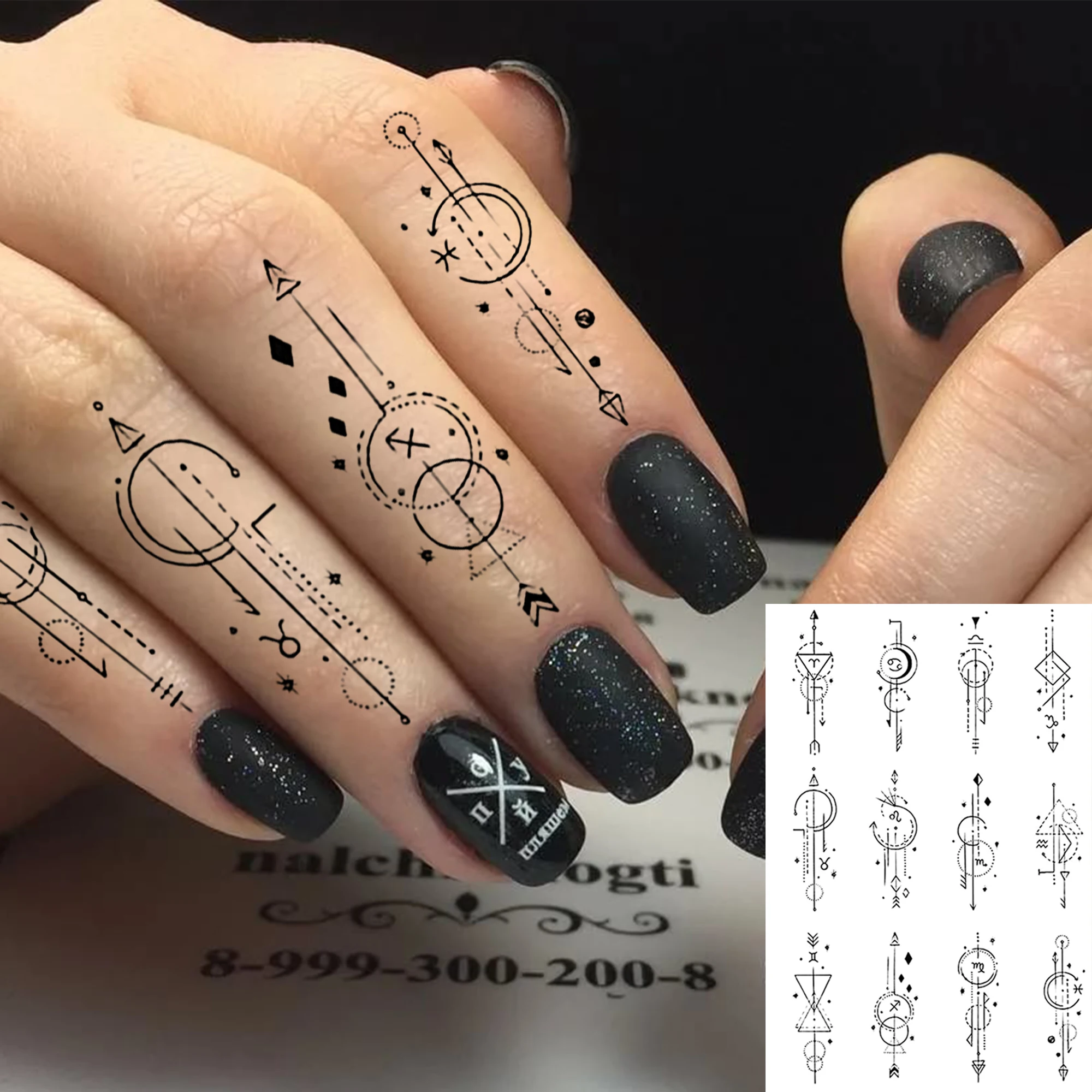 1 Sheet Crescent Flower Chain Temporary Tattoos For Adult Finger Clavicle, Temp Fake Tattoo Sticker Long Lasting Realistic Tatoo