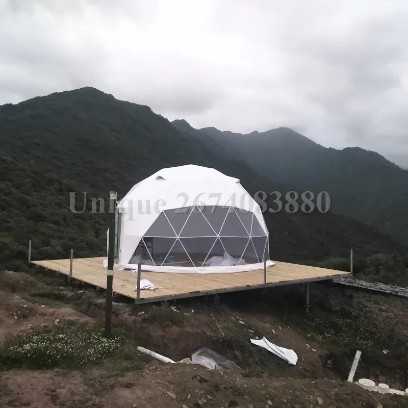 Luxury Transparent Geodesic Dome Camping Glamping Tent, Restaurant Villa Glamping Resort Hotel, 5m, 6m, 8m