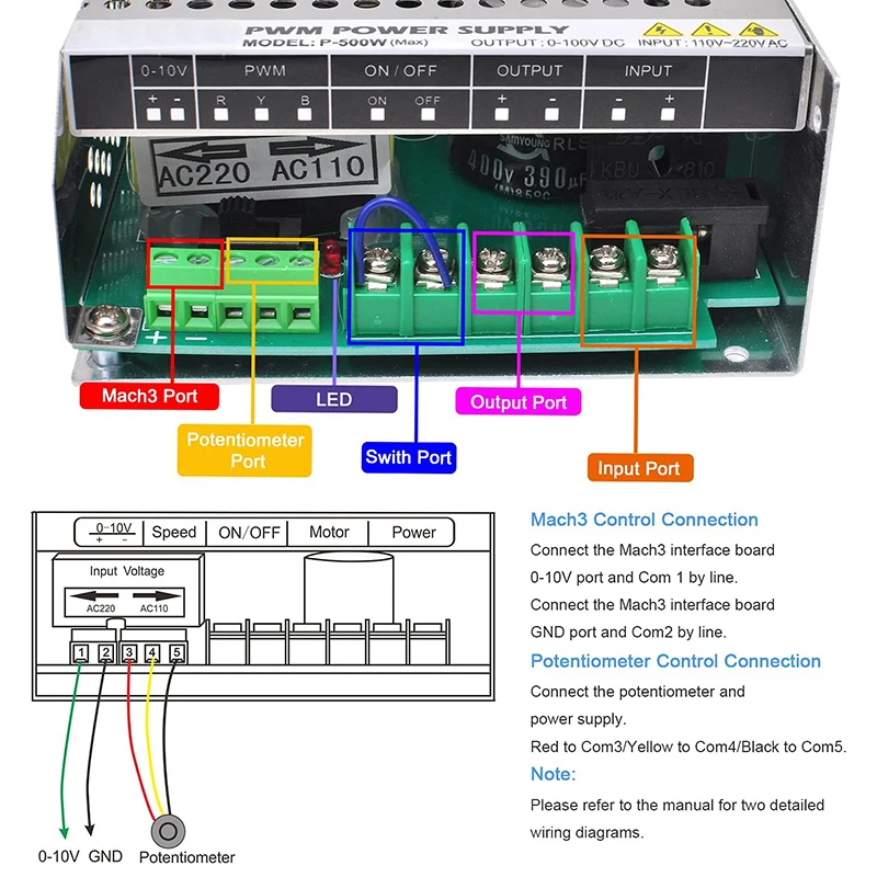 MACH3 Switching Power Supply AC 110V 220V to DC 0-100V Power Supply Source Adapter for CNC Spindle Motor