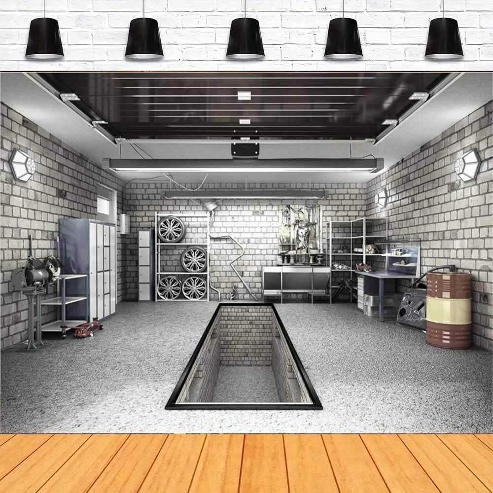 Workshop Tools Background - Garage Photography Backdrop Car Repair Shop
