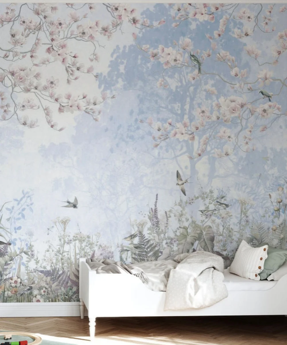 Customized Wallpaper Hand Painted Peony Flowers And Birds Floral Tree Botanical Photo Wall Art for Bedroom Living Room Decor