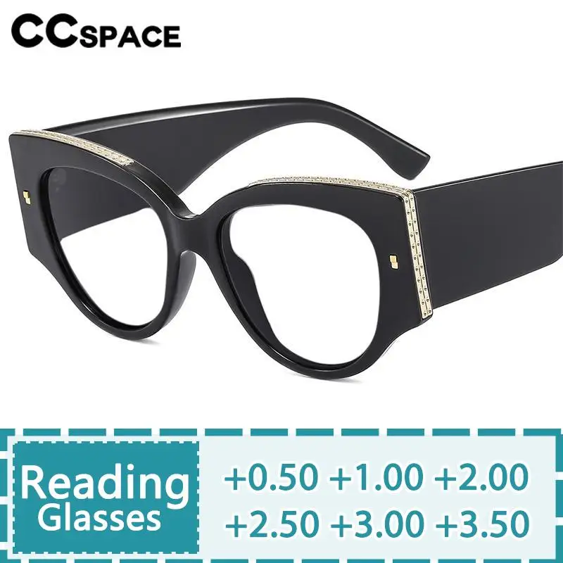 R57535 Casual Rivet Reading Glasses Women Stylish Cat Eye Optical Presbyopia Eyeglasses Diopter +50+100+150+200+250+300+350