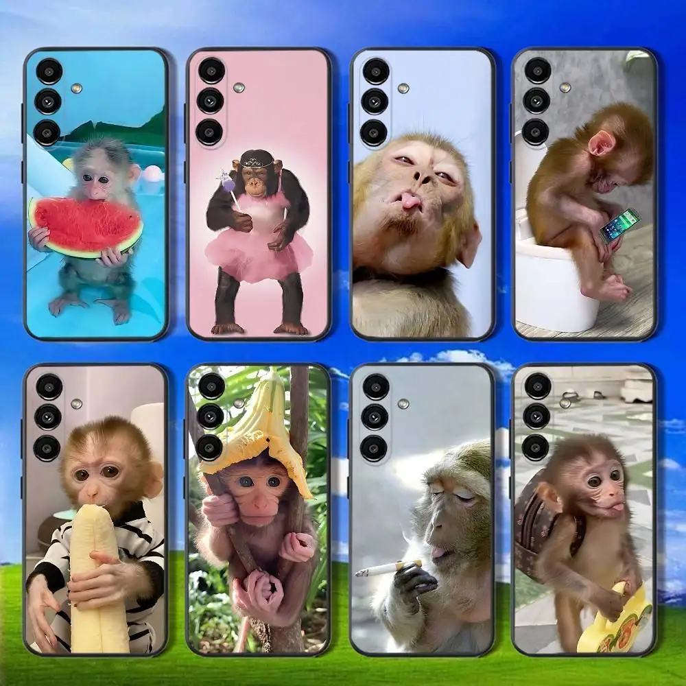 

Phone Case For Samsung Galaxy A13,A21s,A22,A31,A32,A52,A53,A71,A80,Cute Funny Monkey Soft Black Shell