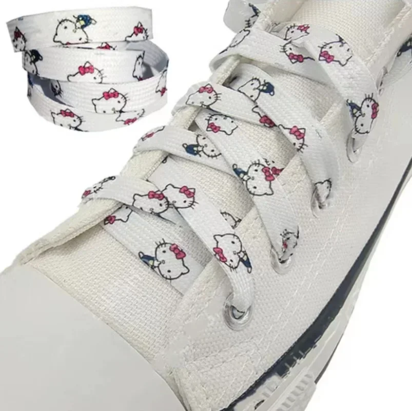 Sanrio Shoelaces Anime Cartoon Peripheral Hello Kitty Melody Printed Graffiti Fashion Sneaker Accessories Graffiti Shoelaces