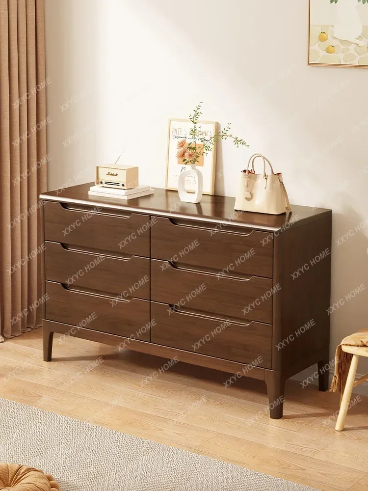 Solid Wood Multi-Functional Storage Cabinet with Drawers for Bedroom Wall Storage