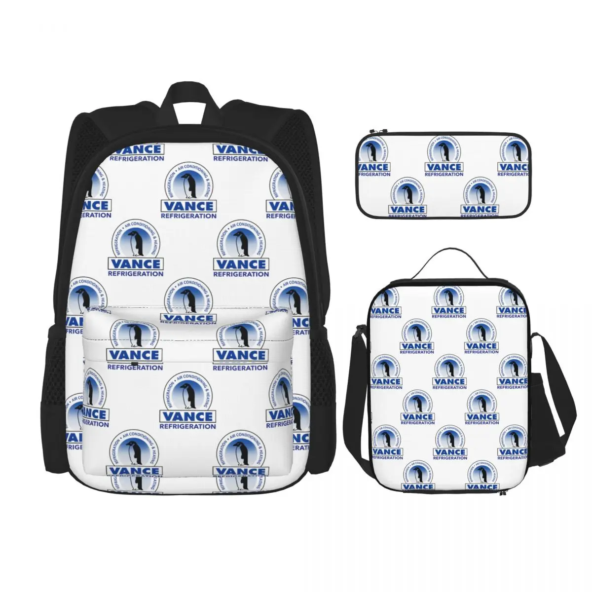 Vance Refrigeration Backpacks Boys Girls Bookbag School Bags Rucksack Lunch Bag Pen Bag Three-Piece Set