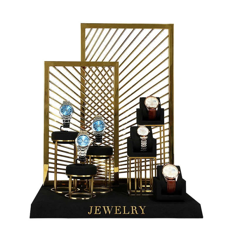 

Watch display set window, black ultra-fine wristwatch display stand, counter, watch bridge display prop