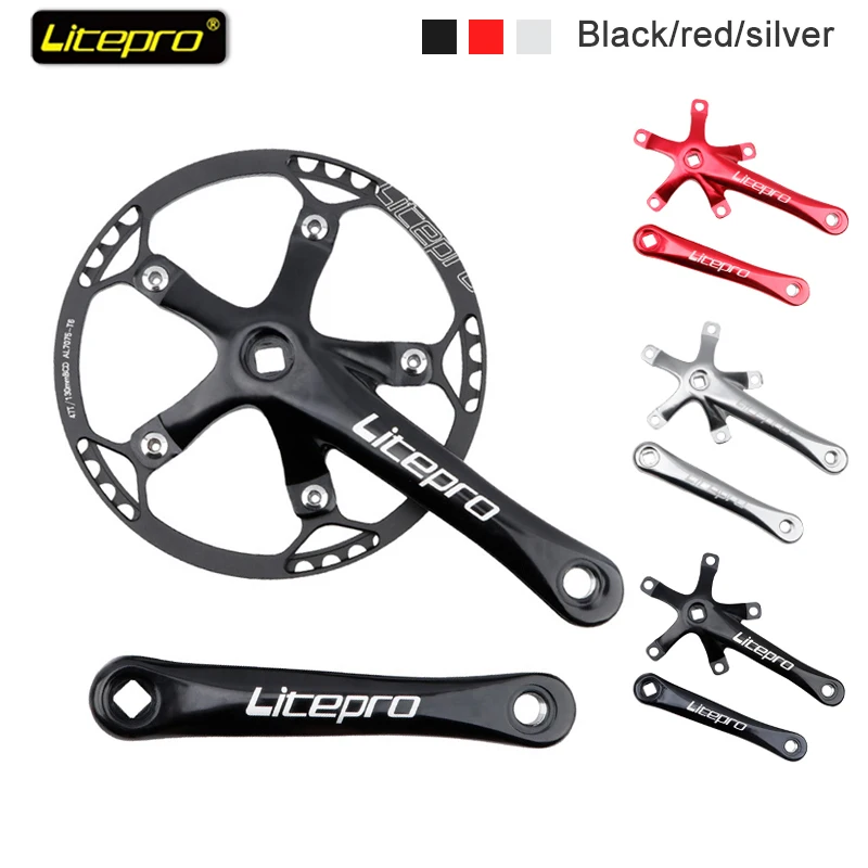 Litepro Folding Bicycle Crank BMX Square Hole Wide and Narrow Tooth 48/50/52/54/56/58T Single Disc Square Hole Crank Sprocket