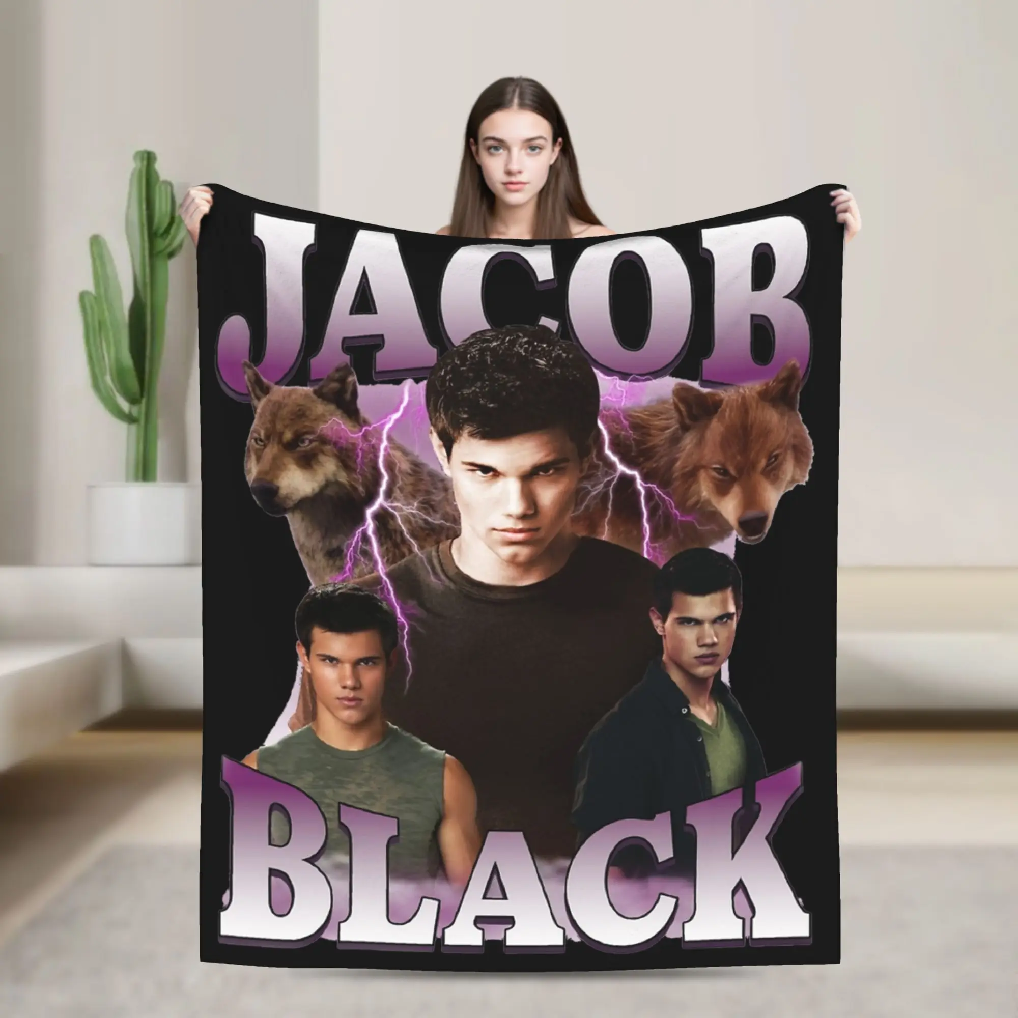 Twilight Jacob Black Blanket Coral Fleece Plush Spring/Autumn  Portable Soft Throw Blankets for Home Bedroom Rug Piece
