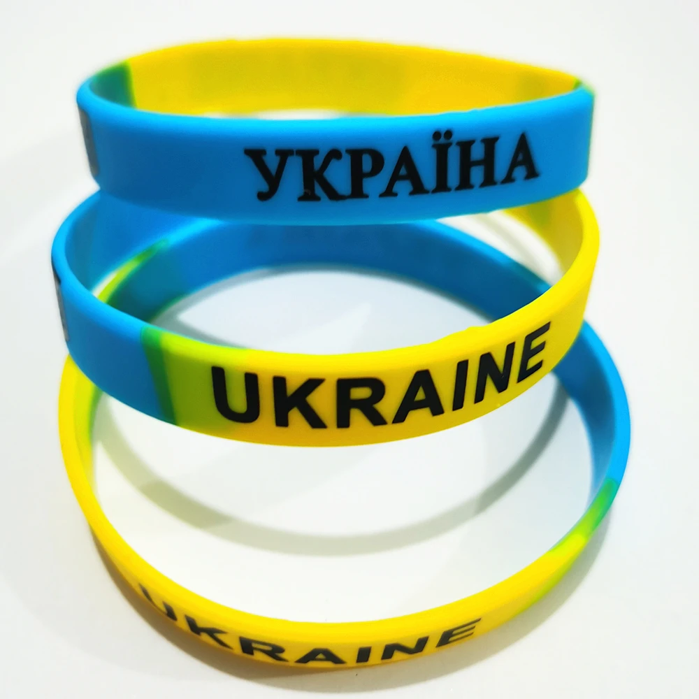 Bracelet en silicone drapeaux de l'Ukraine pour hommes et femmes, bracelet en caoutchouc de sport, bracelet de football, 21e bracelets à breloques, cadeau, 2 pièces, 3 pièces, 5 pièces, lot