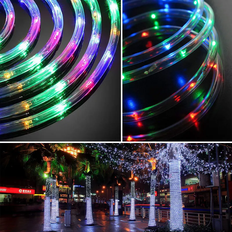 Solar String Lights Outdoor Waterdichte Touw Buis Kleurrijke Verlichting Voor Huis Tuin Kerstvakantie Gazon Decoratie Fairy Lights