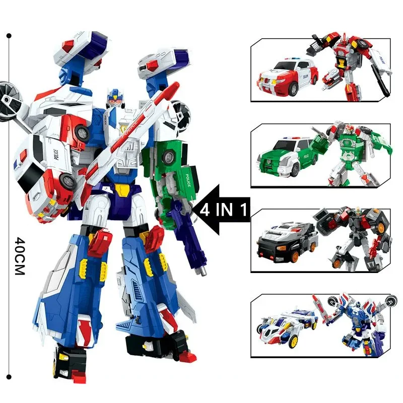 

4 IN 1 Carbot Hypercops Transformation Robot to Car Toys Action Figures Deformation Car Airplane Toy for Children Gift