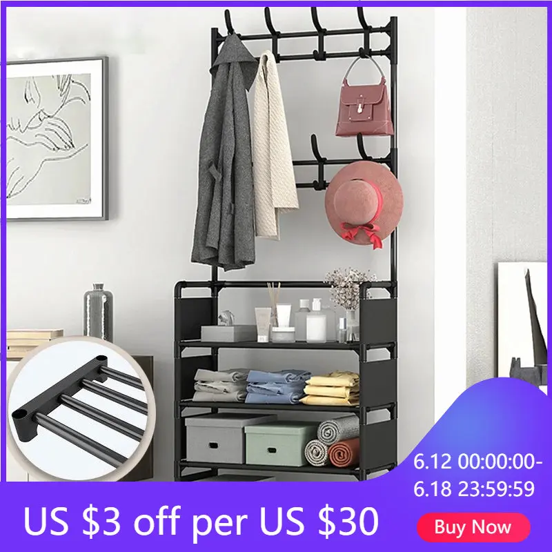 

Entryway Coat Rack, Shoe Rack,Shelving Organizer, Storage Shelves With 8 Hooks Multifunctional Hallway Organizer Hanging Storage