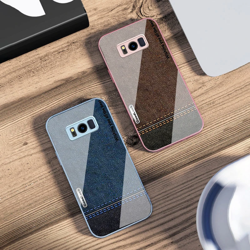 Yellow green stitching For Samsung S25 S25 Edge S25Ultra S8 9 S10 20 U ltra S21 Pro 22 Plus S23 FE S24 Ultra Glass Phone Case