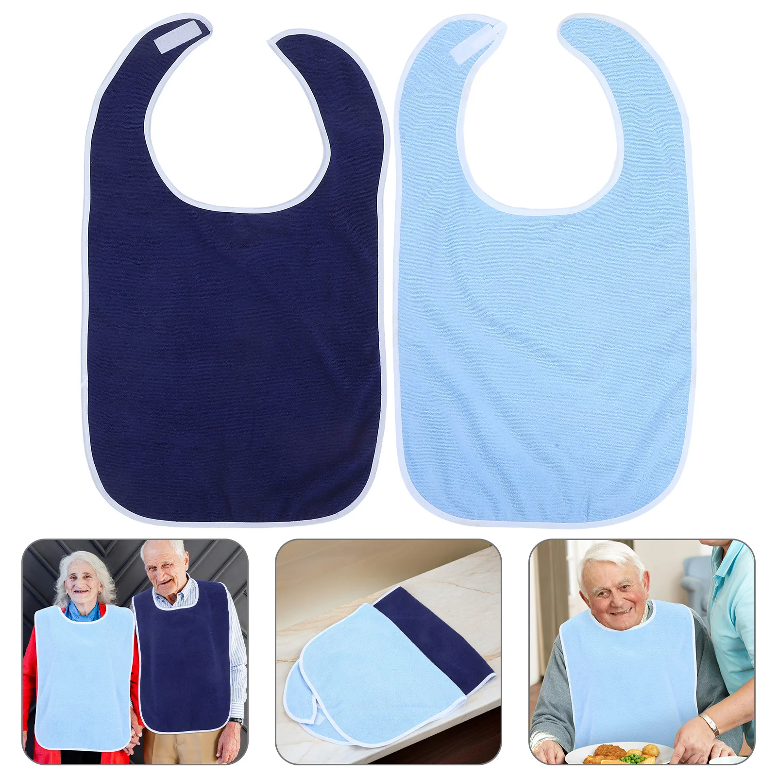 

2pcs Double-Sided Warm Eating Bibs Adults Reusable Waterproof Cloth Protectors For Elderly Seniors, Ideal For Dining Crafts