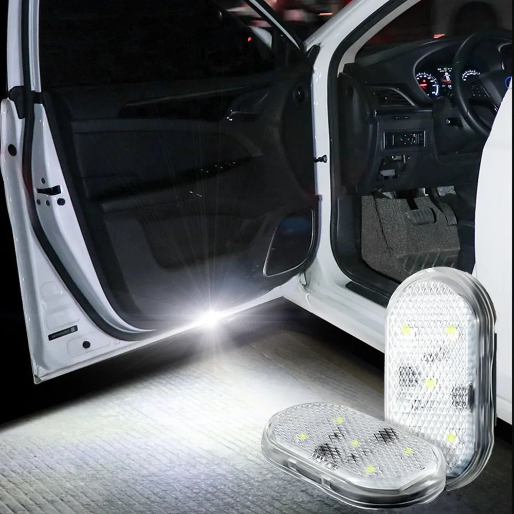 Luz Led para Interior de puerta de coche, lámpara nocturna con interruptor magnético inalámbrico, recargable por USB, iluminación de bienvenida, 1-4