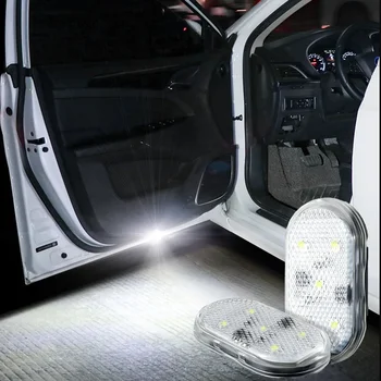 1-4 個 Led 車のドアライト車内 USB 充電式ワイヤレス磁気スイッチナイトランプ LED 車のドア信号ウェルカム照明