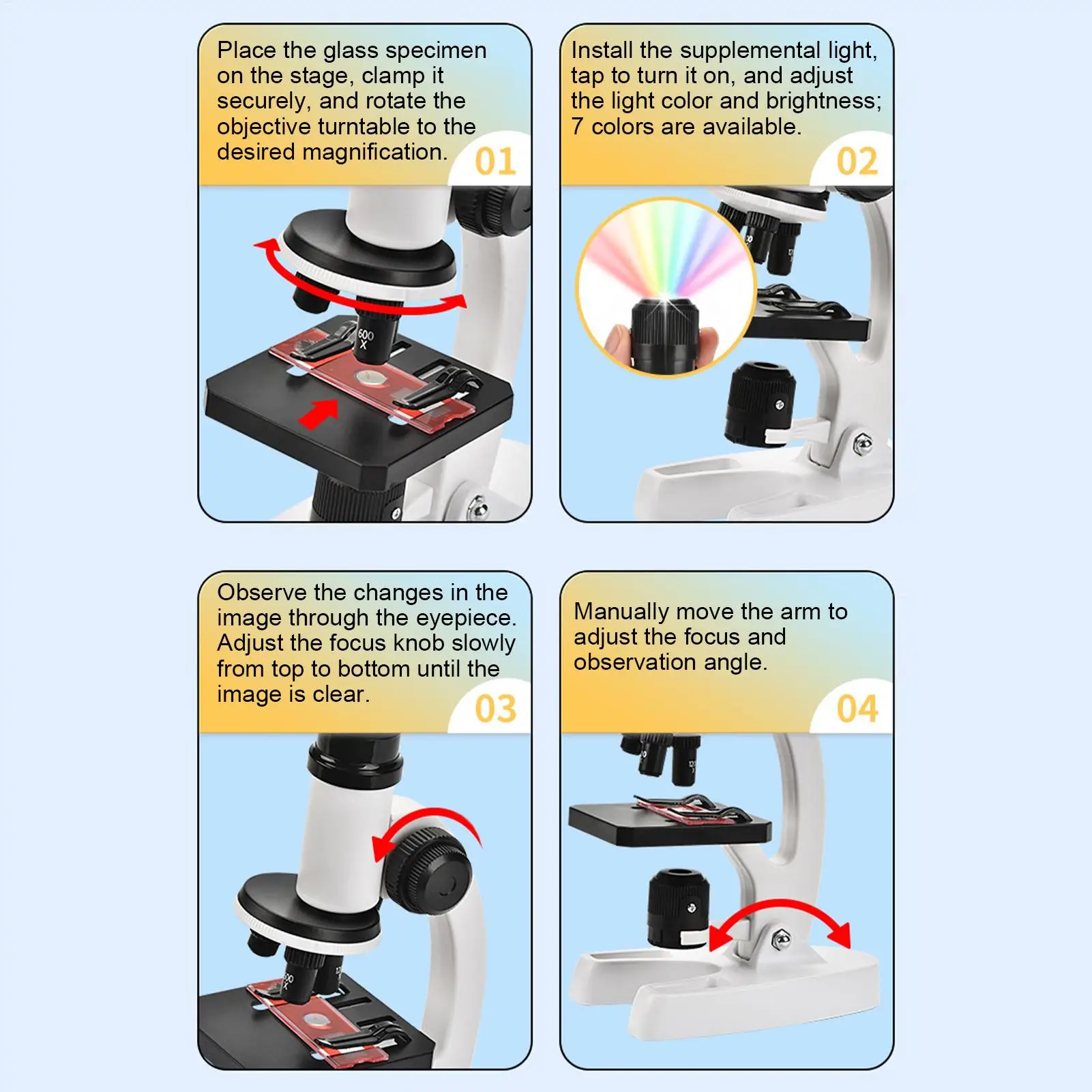 

Детский набор микроскопов с увеличением 300X-1200X, географический микроскоп для детей, для проектов, занятий, дома, класса, сада, подарок на день рождения