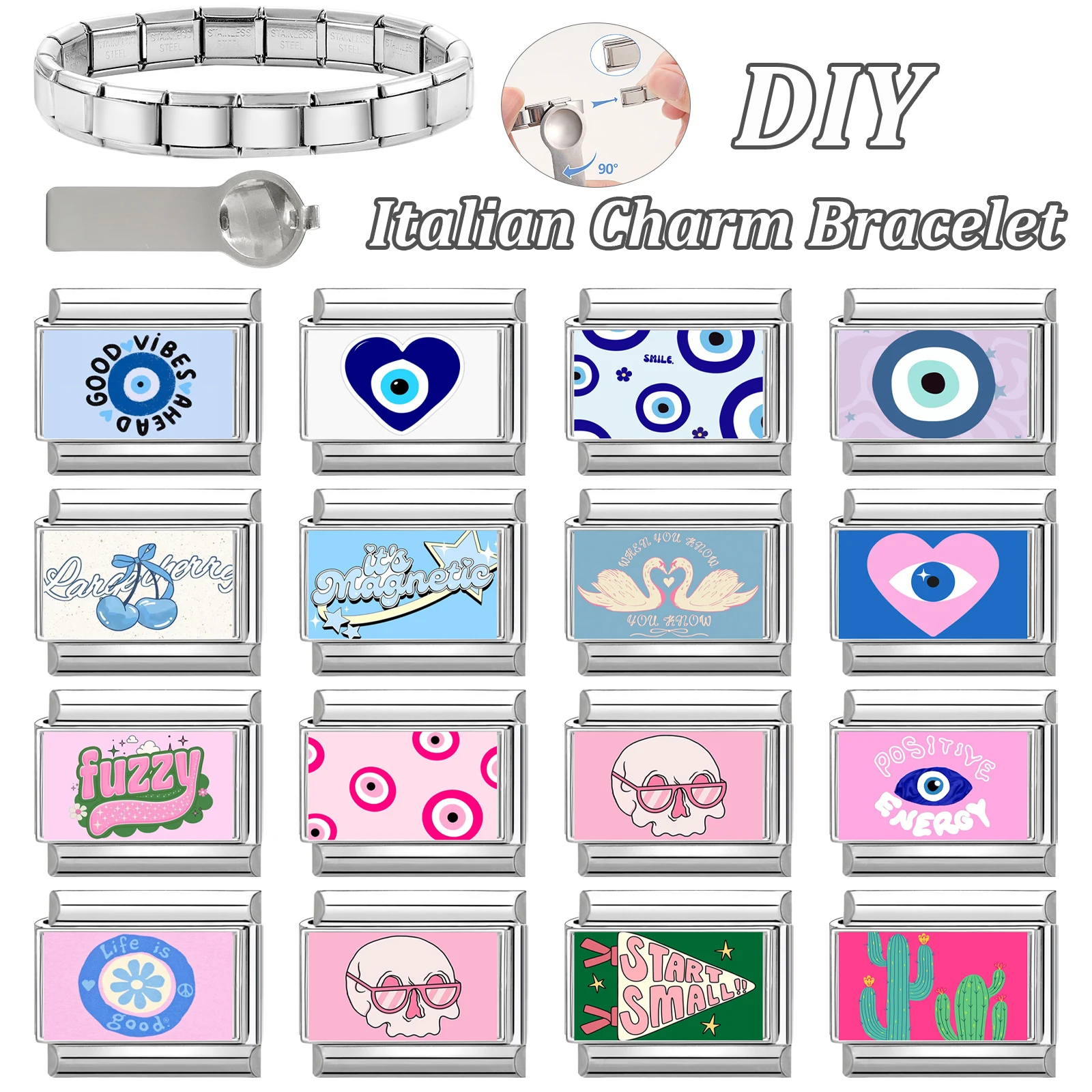 جديد جميل الحيوانات الأليفة القطط والكلاب وصلات سحرية إيطالية تناسب 9 مللي متر سوار الفولاذ المقاوم للصدأ النساء الرجال DIY بها بنفسك صنع المجوهرات #2