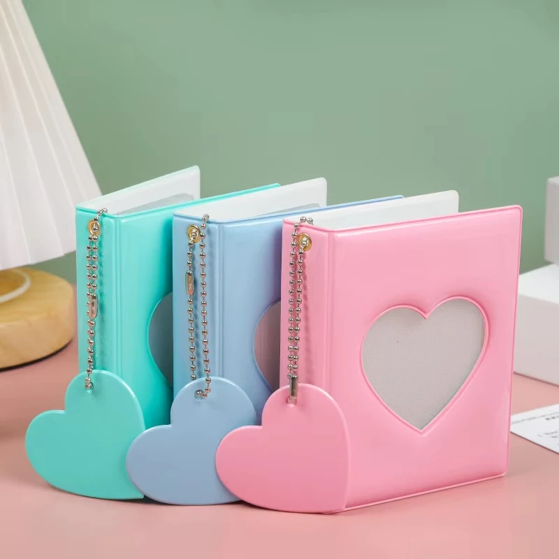 1 Stück 7,6 cm Fotokartenhalter Herz Liebe Hohl Fotoalbum 32 Taschen Kartenbinder Mini Idol Bilder Aufbewahrungskoffer