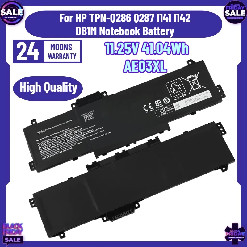

11.25V 41.04Wh 3467mAh Laptop Battery AE03XL for HP TPN-Q286 Q287 I141 I142 DB1M Notebook Battery