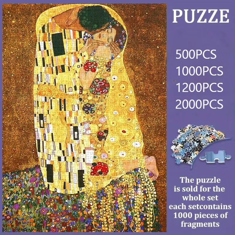 

Gustav Klimt The Kiss Art Jigsaw Puzzle Adult Symbolist Painting Theme Intellectual Game Home Decor Puzzle Toy