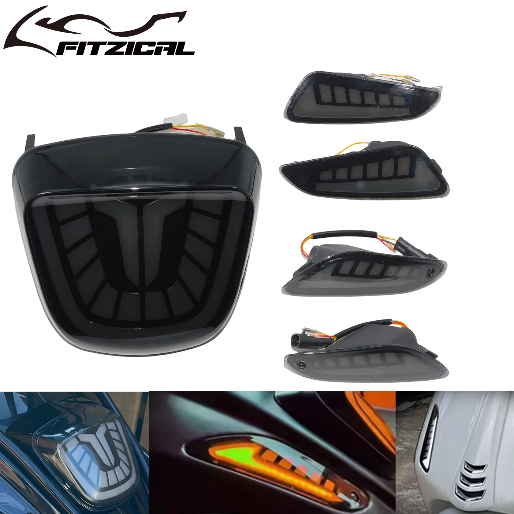 Motorfiets Laag Profiel Achterlicht + Voor Achter Richtingaanwijzer Running Light Voor Vespa Sprint Primavera 50 125 150 2020-Up
