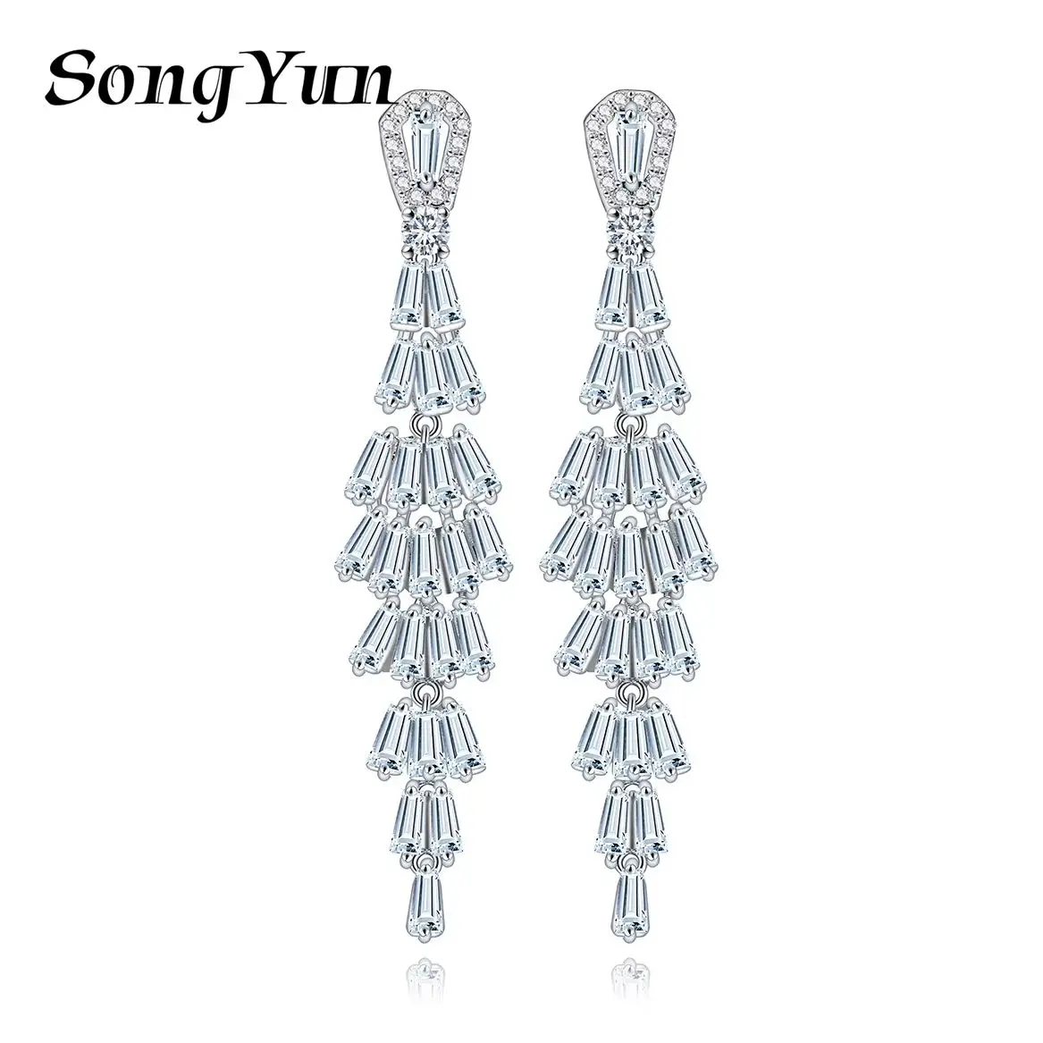 

SongYun Jewelry MHT Quality Brass Stud Earrings Dangle CZ 7A Zircon Luxury Daughter Gift Women Earring Jewelry