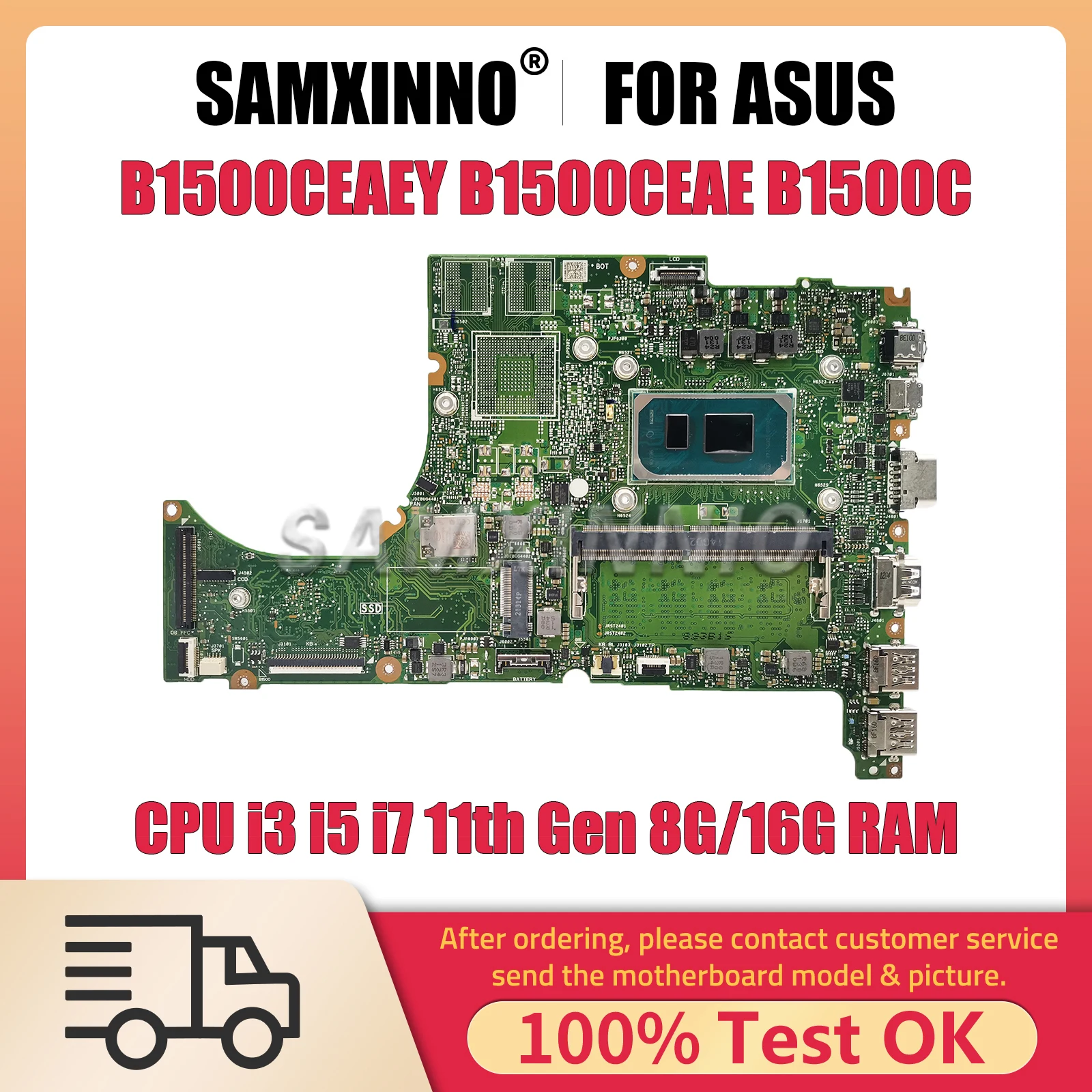 

SAMXINNO B1500CEAEY Материнская плата ASUS B1500CEAE B1500C B1400C L1500C материнская плата для ноутбука с процессором i3 i5 i7 11-го поколения 8 ГБ/16 ГБ ОЗУ