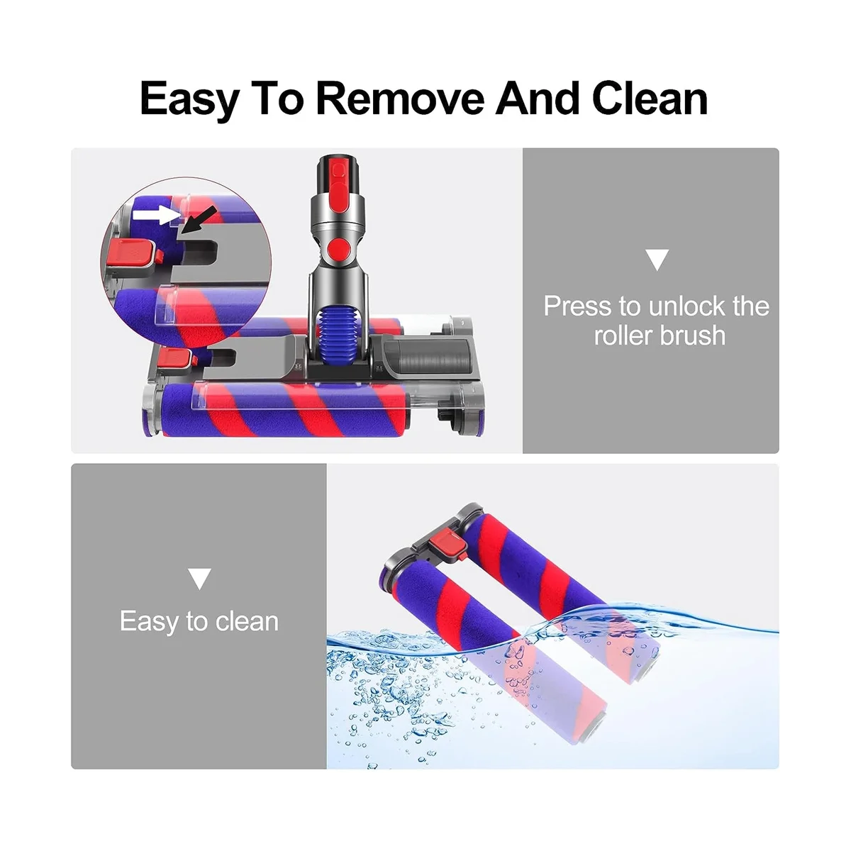 V7, V10, V11, V15シリーズの交換用掃除機ヘッド,ダブルローラーブラシ